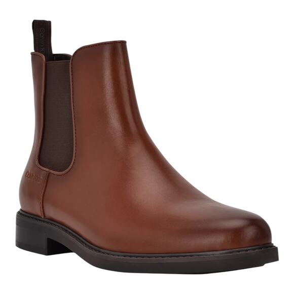 Calvin Klein Men's Fenwick Pull On Chelsea Boots Brown Size 10 - Picture 1 of 5